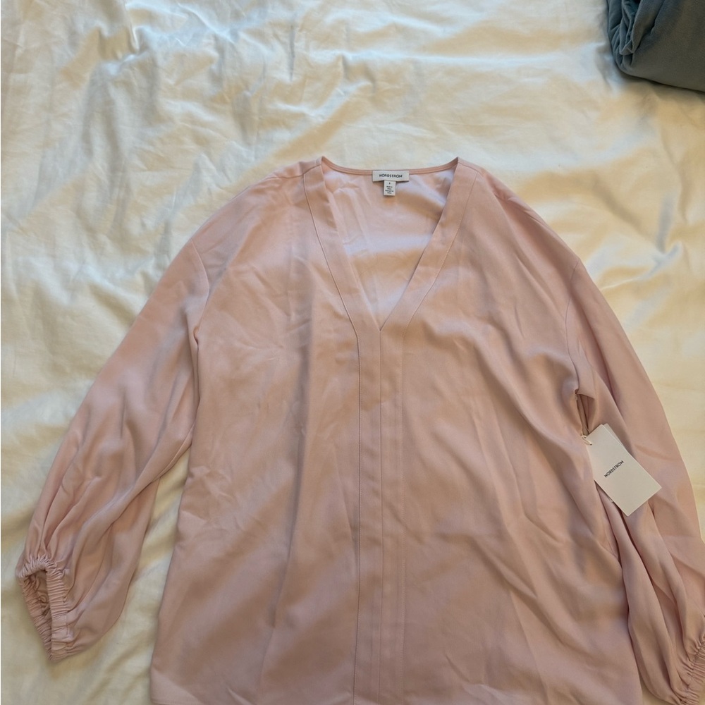 Elegant Pink V-Neck Blouse